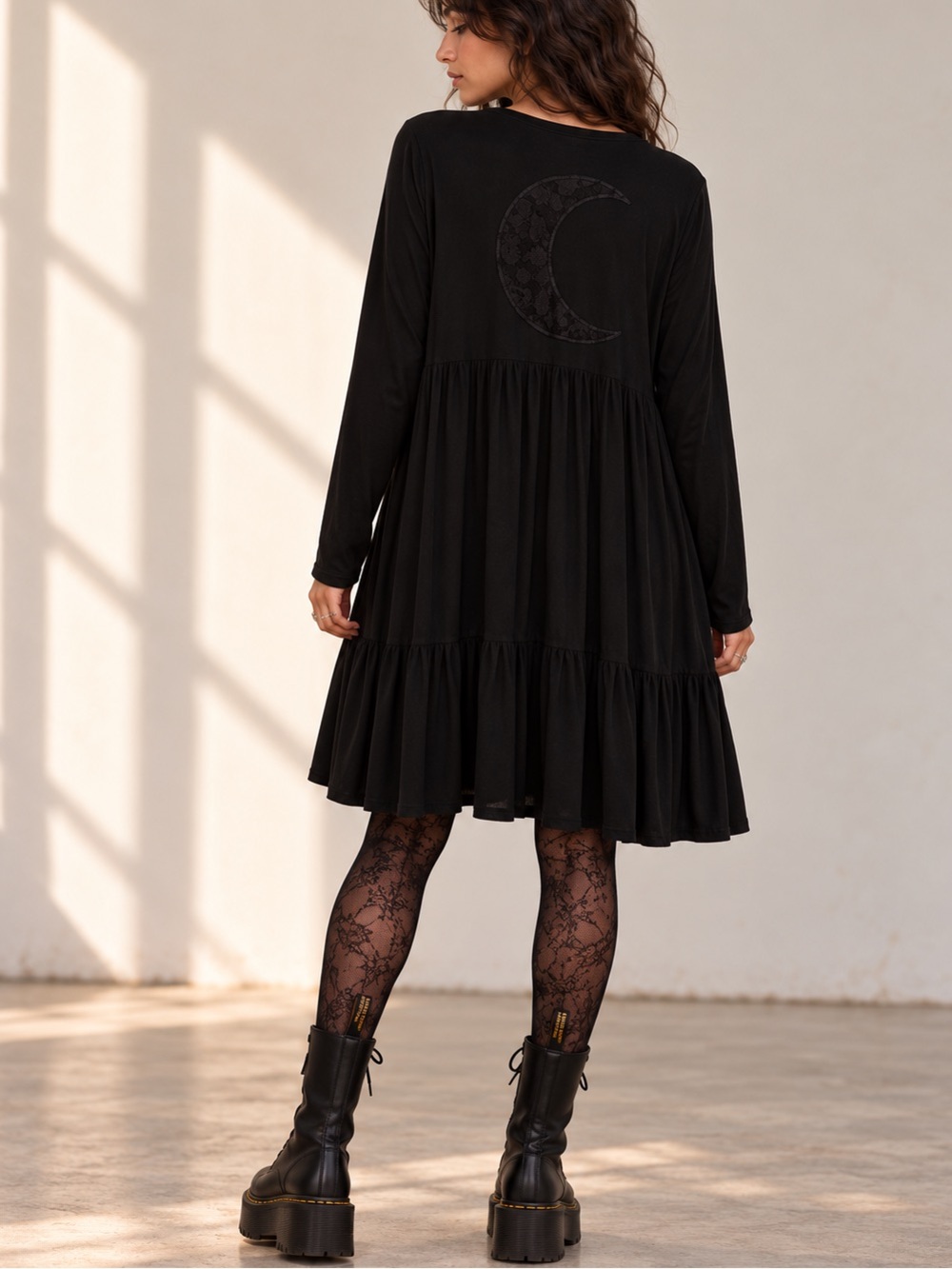 Hot Topic Black Moon Lace Duster XS Whimsigoth Witchy Tiered Goth Cardigan